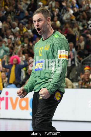 Colonia, Allemagne. 26 gennaio 2024. Andreas Palicka, svedese, durante la partita di pallamano maschile EHF Euro 2024, semiFinals tra Francia e Svezia il 26 gennaio 2024 alla Lanxess-Arena di Colonia, Germania - foto Laurent Lairys/DPPI Credit: DPPI Media/Alamy Live News Foto Stock