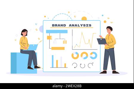 Identità aziendale, creazione e creazione del marchio, sviluppo del business Illustrazione Vettoriale