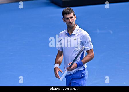 Melbourne, Australie. 26 gennaio 2024. Novak Djokovic durante il torneo di tennis Australian Open AO 2024 del grande Slam il 26 gennaio 2024 al Melbourne Park di Melbourne, Australia. Crediti: Victor Joly/Alamy Live News Foto Stock