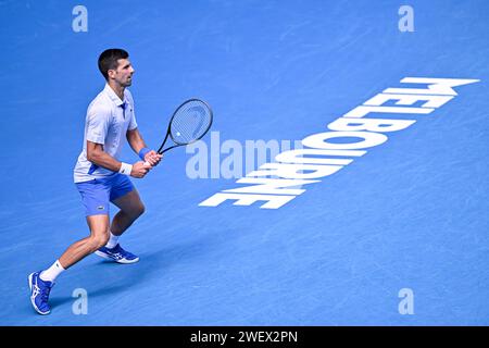 Melbourne, Australie. 26 gennaio 2024. Novak Djokovic durante il torneo di tennis Australian Open AO 2024 del grande Slam il 26 gennaio 2024 al Melbourne Park di Melbourne, Australia. Crediti: Victor Joly/Alamy Live News Foto Stock