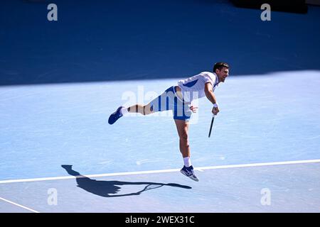 Melbourne, Australie. 26 gennaio 2024. Novak Djokovic durante il torneo di tennis Australian Open AO 2024 del grande Slam il 26 gennaio 2024 al Melbourne Park di Melbourne, Australia. Crediti: Victor Joly/Alamy Live News Foto Stock