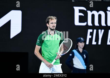 Melbourne, Australie. 26 gennaio 2024. Daniil Medvedev durante il torneo di tennis Australian Open AO 2024 del grande Slam il 26 gennaio 2024 al Melbourne Park di Melbourne, Australia. Crediti: Victor Joly/Alamy Live News Foto Stock