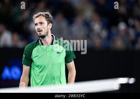Melbourne, Australie. 26 gennaio 2024. Daniil Medvedev durante il torneo di tennis Australian Open AO 2024 del grande Slam il 26 gennaio 2024 al Melbourne Park di Melbourne, Australia. Crediti: Victor Joly/Alamy Live News Foto Stock
