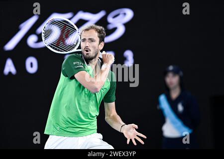 Melbourne, Australie. 26 gennaio 2024. Daniil Medvedev durante il torneo di tennis Australian Open AO 2024 del grande Slam il 26 gennaio 2024 al Melbourne Park di Melbourne, Australia. Crediti: Victor Joly/Alamy Live News Foto Stock