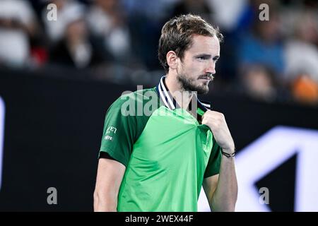 Melbourne, Australie. 26 gennaio 2024. Daniil Medvedev durante il torneo di tennis Australian Open AO 2024 del grande Slam il 26 gennaio 2024 al Melbourne Park di Melbourne, Australia. Crediti: Victor Joly/Alamy Live News Foto Stock
