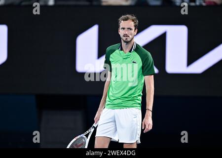 Melbourne, Australie. 26 gennaio 2024. Daniil Medvedev durante il torneo di tennis Australian Open AO 2024 del grande Slam il 26 gennaio 2024 al Melbourne Park di Melbourne, Australia. Crediti: Victor Joly/Alamy Live News Foto Stock