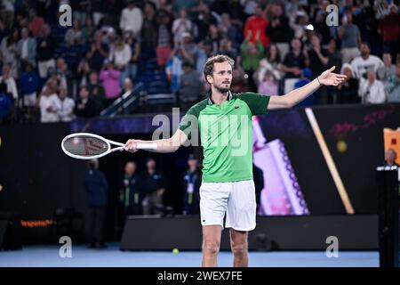 Melbourne, Australie. 26 gennaio 2024. Daniil Medvedev durante il torneo di tennis Australian Open AO 2024 del grande Slam il 26 gennaio 2024 al Melbourne Park di Melbourne, Australia. Crediti: Victor Joly/Alamy Live News Foto Stock