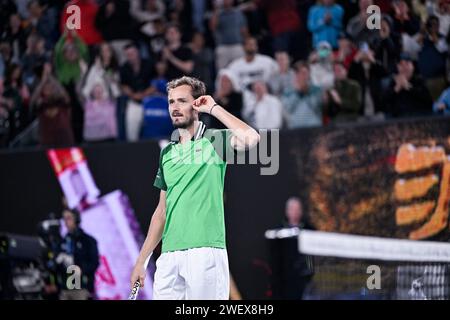 Melbourne, Australie. 26 gennaio 2024. Daniil Medvedev durante il torneo di tennis Australian Open AO 2024 del grande Slam il 26 gennaio 2024 al Melbourne Park di Melbourne, Australia. Crediti: Victor Joly/Alamy Live News Foto Stock