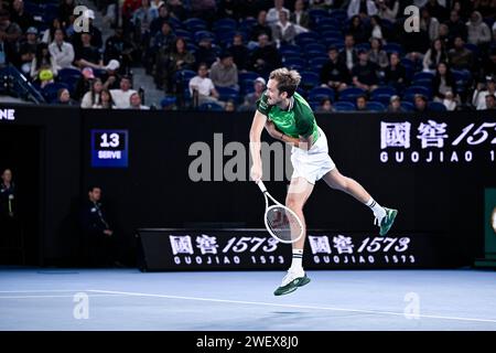 Melbourne, Australie. 26 gennaio 2024. Daniil Medvedev durante il torneo di tennis Australian Open AO 2024 del grande Slam il 26 gennaio 2024 al Melbourne Park di Melbourne, Australia. Crediti: Victor Joly/Alamy Live News Foto Stock