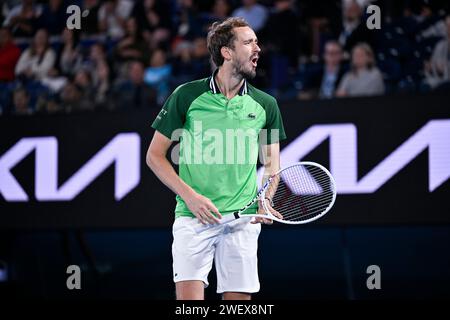 Melbourne, Australie. 26 gennaio 2024. Daniil Medvedev durante il torneo di tennis Australian Open AO 2024 del grande Slam il 26 gennaio 2024 al Melbourne Park di Melbourne, Australia. Crediti: Victor Joly/Alamy Live News Foto Stock