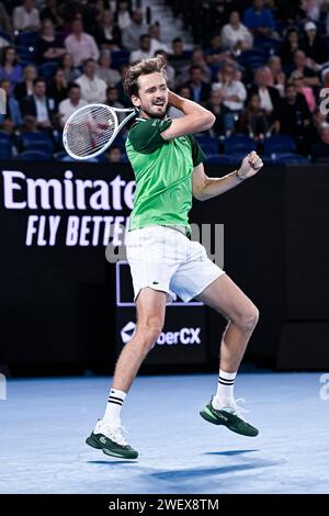 Melbourne, Australie. 26 gennaio 2024. Daniil Medvedev durante il torneo di tennis Australian Open AO 2024 del grande Slam il 26 gennaio 2024 al Melbourne Park di Melbourne, Australia. Crediti: Victor Joly/Alamy Live News Foto Stock