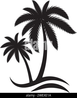 Palm tree estate modello logo illustrazione vettoriale Illustrazione Vettoriale