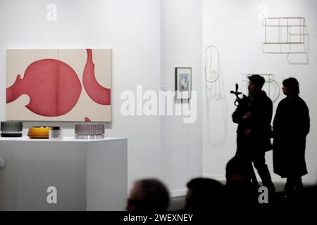 © PHOTOPQR/LE DAUPHINE/Grégory YETCHMENIZA ; Genève ; 27/01/2024 ; Genève (Suisse), le 27 janvier Pour sa 12e édition, ArtGenève s'est imposé comme l'un des grands rendez-vous de l'art contemporain en Europe, avec des Expositions très intéressantes et ludiques, à rebours des clichés que l'on entend parfois sur la création actu, et du XXe sièelle. Foto : Grégory Yetchmeniza/le Dauphiné Libéré 12th Artgeneve, a Ginevra, Svizzera, 27 jan 2024 Credit: MAXPPP/Alamy Live News Foto Stock