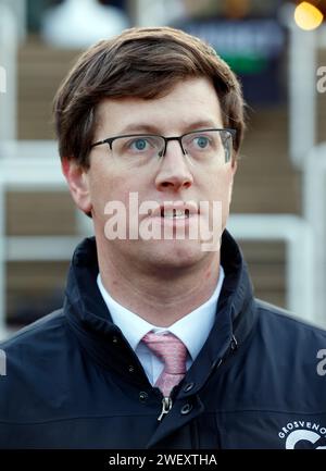 Allenatore Harry Fry durante il Festival Trials Day all'ippodromo di Cheltenham. Data immagine: Sabato 27 gennaio 2024. Foto Stock