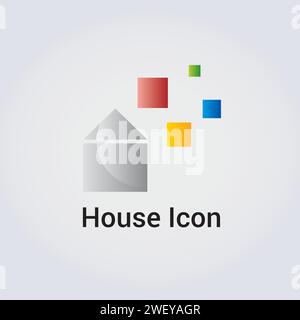 Logo icona Casa, Casa - elemento grafico - illustrazione - Design del marchio aziendale immobiliare disegnato a mano Illustrazione Vettoriale