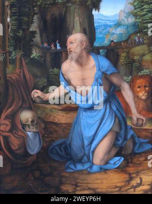 Andrea Solario (attribuito a) - San Girolamo nella natura selvaggia, c.1510–1515. Foto Stock