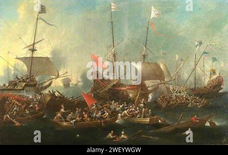 Andries van Eertvelt (1590-1652) - Battaglia del mare tra cristiani e Corsaro barbareschi Foto Stock