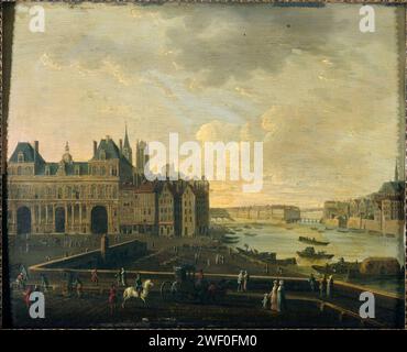 Anonimo - la Place de Grève, l'Hôtel de Ville, l'île Saint-Louis et la Cité, vers 1780 Foto Stock