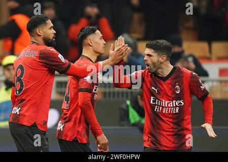 Milano, Italia. 27 gennaio 2024. Foto Spada/LaPresse 27 gennaio 2024 - Milano, Italia - sport, calcio - AC Milan vs Bologna - Campionato italiano di calcio serie A TIM 2032/2024 - Stadio San Siro nella foto: Ruben Loftus-Cheek (AC Milano); esultanza dopo gol 1-1 27 gennaio, 2024 Milano, Italia - sport, calcio - AC Milan vs Bologna - Campionato di calcio serie A 2023/2024 - Stadio San Siro . Nella foto : Ruben Loftus-Cheek (AC Milan); festeggia dopo aver ottenuto 1-1 crediti: La Presse/Alamy Live News Foto Stock