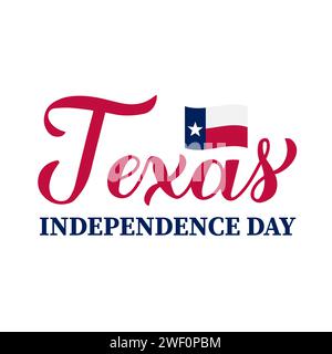 Poster tipografico del Texas Independence Day. Festeggia il 2 marzo. Modello vettoriale per banner, volantini, biglietti di auguri, ecc. Illustrazione Vettoriale
