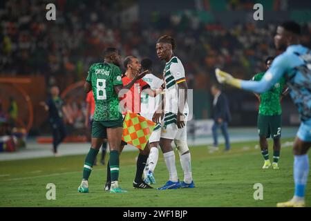 Abidjan, Costa d'Avorio. 27 gennaio 2024. Round di 16. Il confronto tra Christopher Wooh e Franck Onyeka Foto Stock