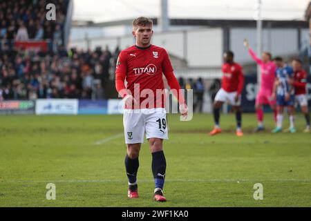 Hartlepool, Regno Unito. 27 gennaio 2023. Billy Chadwick di York City durante la partita della Vanarama National League tra Hartlepool United e York City al Victoria Park, Hartlepool sabato 27 gennaio 2024. (Foto: Mark Fletcher | mi News) crediti: MI News & Sport /Alamy Live News Foto Stock