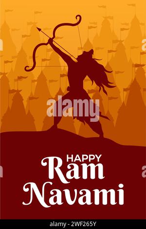 vettore di illustrazione banner verticale happy ram navami festival Illustrazione Vettoriale