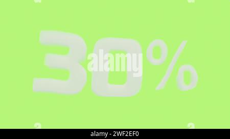 30 sconto sul cloud sul green back introduzione al rendering 3d. Foto Stock
