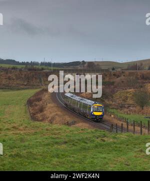 ScotRail classe 170 treno TurboStar 170403 che passa per Fountainhall sulla ferrovia Borders, Scozia, Regno Unito Foto Stock