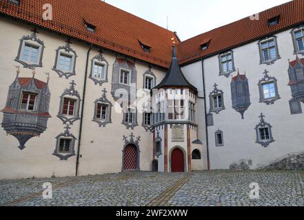 Vista del Castello di Fussen in Baviera, Germania Foto Stock