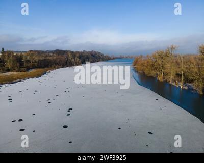 Vecchio Reno in inverno, Xanten, Germania Foto Stock