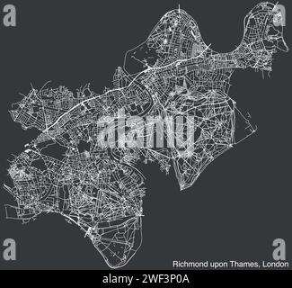 Mappa stradale del BOROUGH DI RICHMOND UPON THAMES, LONDRA Illustrazione Vettoriale