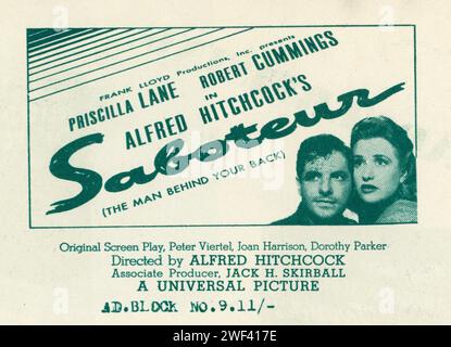 PRISCILLA LANE e ROBERT CUMMINGS in SABOTEUR 1942, regista ALFRED HITCHCOCK, sceneggiatura originale Peter Viertel Joan Harrison e Dorothy Parker, Frank Lloyd Productions / Universal Pictures Foto Stock