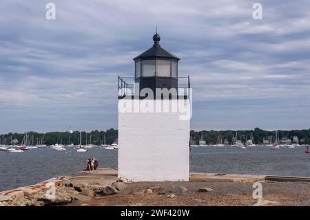 La stazione della luce del molo di Derby a salem, massachusetts, in un giorno di abbandono. Foto Stock