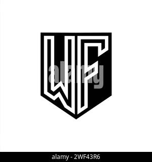 WF Letter Logo monogramma schermatura linea geometrica all'interno del modello di design in stile schermatura Foto Stock