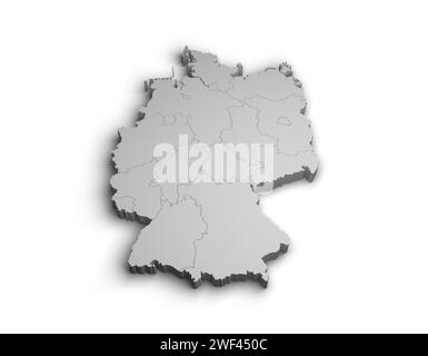 Illustrazione mappa 3d Germania sfondo bianco isolato Foto Stock