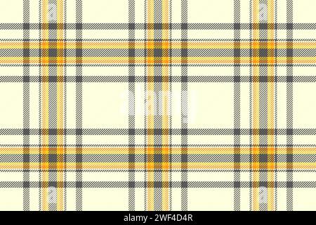 Sfondo in tessuto a motivi irlandesi, buona trama vettoriale tartan. Difficile controllo senza cuciture in tessuto a quadri, colore giallo chiaro e grigio scuro. Illustrazione Vettoriale