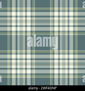 Sfondo tartan in tessuto trend, vettoriale senza cuciture in tessuto minimal. Il motivo a quadri degli strati controlla la texture nei colori pastello e grigio. Illustrazione Vettoriale