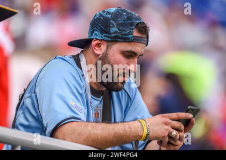 Samara, Russia – 25 giugno 2018. Fan dell'Uruguay durante la partita della Coppa del mondo FIFA 2018 Uruguay vs Russia (3-0). Foto Stock