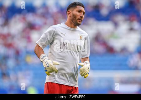 Samara, Russia – 25 giugno 2018. Sostituto del portiere dell'Uruguay Martin Campana prima della partita della Coppa del mondo FIFA 2018 Uruguay vs Russia (3-0). Foto Stock