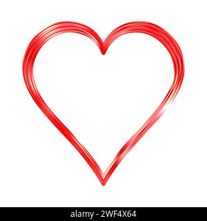 Sottile cornice a cuore dorato. Golden Realistic Heart Border. Il lusso, simbolo dell'amore. Illustrazione Vettoriale