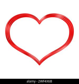 Sottile cornice a cuore dorato. Golden Realistic Heart Border. Il lusso, simbolo dell'amore. Illustrazione Vettoriale