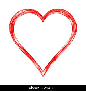 Sottile cornice a cuore dorato. Golden Realistic Heart Border. Il lusso, simbolo dell'amore. Illustrazione Vettoriale
