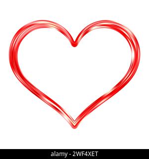 Sottile cornice a cuore dorato. Golden Realistic Heart Border. Il lusso, simbolo dell'amore. Illustrazione Vettoriale