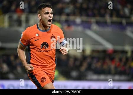 Firenze, Italia. 28 gennaio 2024. Foto massimo Paolone/LaPresse 28 gennaio 2024 - Firenze, Italia - sport, calcio - Fiorentina vs Inter - Campionato italiano di calcio serie A TIM 2023/2024 - Stadio Artemio Franchi. Nella foto: 28 gennaio 2024 Firenze, Italia - sport, calcio - Fiorentina vs Inter - Campionato Italiano di serie A 2023/2024 - Stadio Artemio Franchi. Nella foto: Credit: LaPresse/Alamy Live News Foto Stock