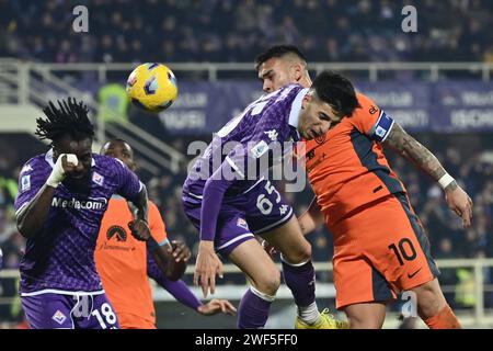 Firenze, Italia. 28 gennaio 2024. Foto massimo Paolone/LaPresse 28 gennaio 2024 - Firenze, Italia - sport, calcio - Fiorentina vs Inter - Campionato italiano di calcio serie A TIM 2023/2024 - Stadio Artemio Franchi. Nella foto: Lautaro Martinez (FC Internazionale Milano) 28 gennaio 2024 Firenze, Italia - sport, calcio - Fiorentina vs Inter - Campionato Italiano di serie A 2023/2024 - Stadio Artemio Franchi. Nella foto: Lautaro Martinez (FC Internazionale Milano) crediti: La Presse/Alamy Live News Foto Stock