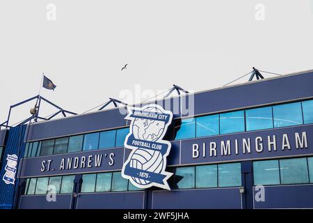 Birmingham, Regno Unito. 28 gennaio 2024. Birmingham, Inghilterra, 28 gennaio 2024: Guarda fuori dallo stadio durante la partita di calcio del campionato fa Womens tra Birmingham City e London City Lionesses a St Andrews a Birmingham, Inghilterra (Natalie Mincher/SPP) credito: SPP Sport Press Photo. /Alamy Live News Foto Stock