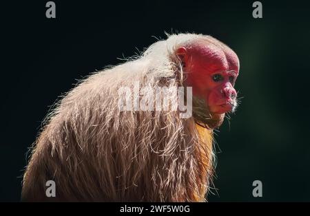 Scimmia Uakari rossa (Cacajao calvus rubicundus) Foto Stock
