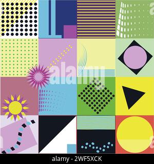 design a linee e cerchi triangolari con motivo astratto di vecchio stile per l'avvolgimento di album di carta Illustrazione Vettoriale