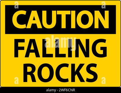 Cartello di attenzione, caduta di rocce Illustrazione Vettoriale